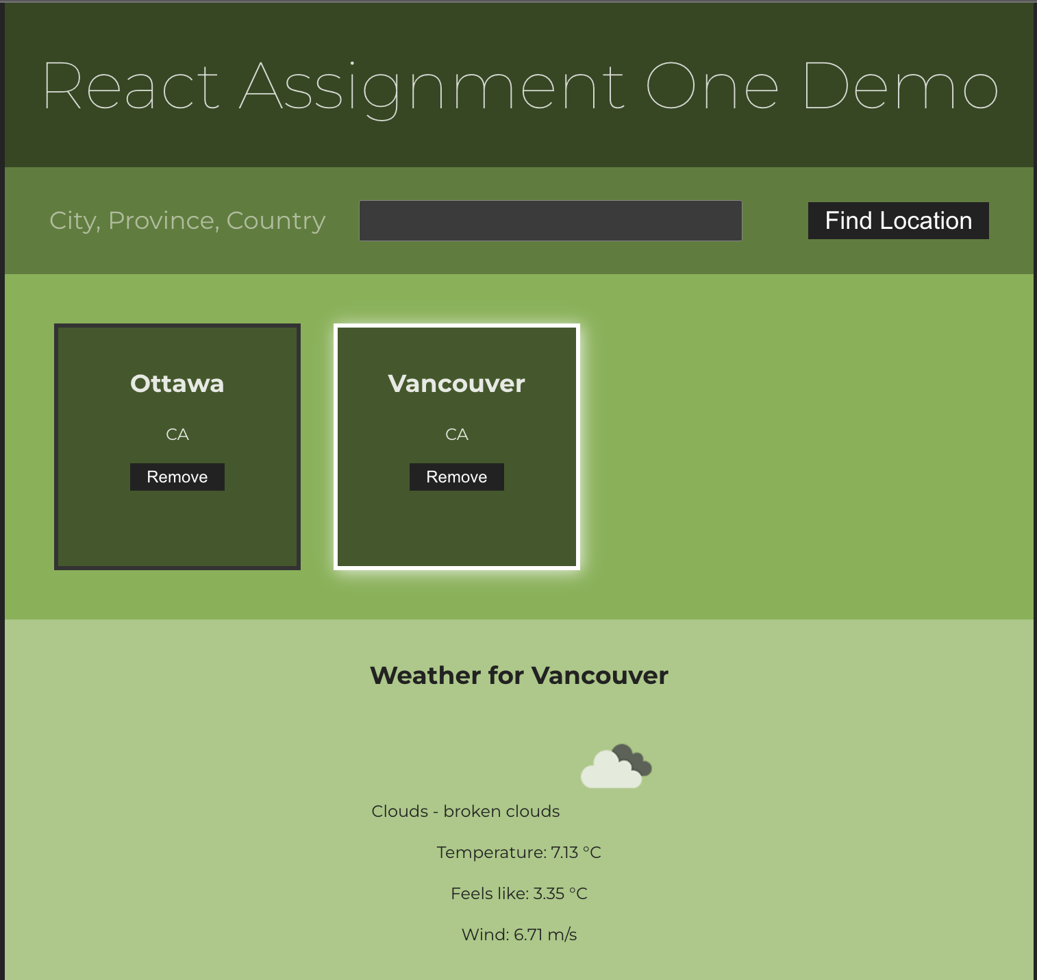 Sample app screenshot