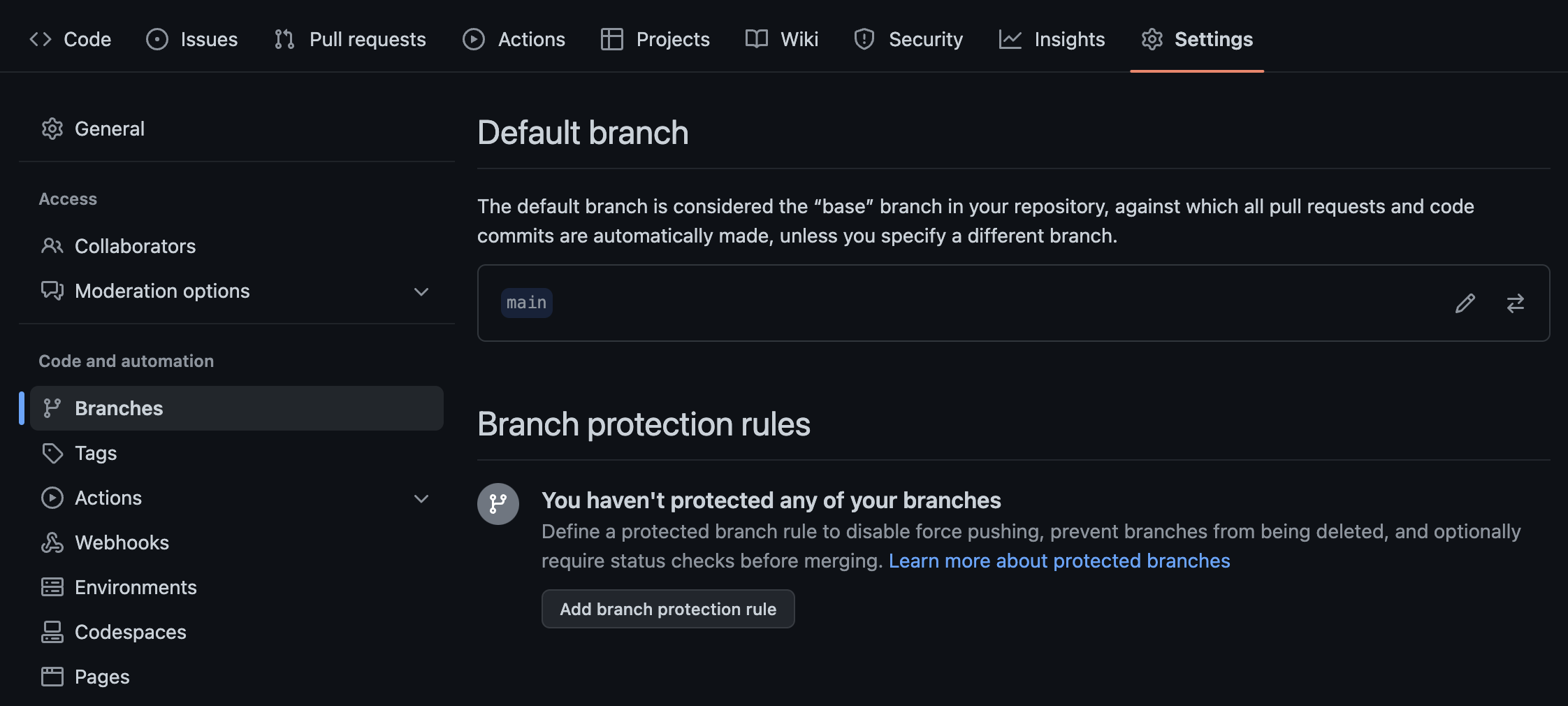 github branch rules