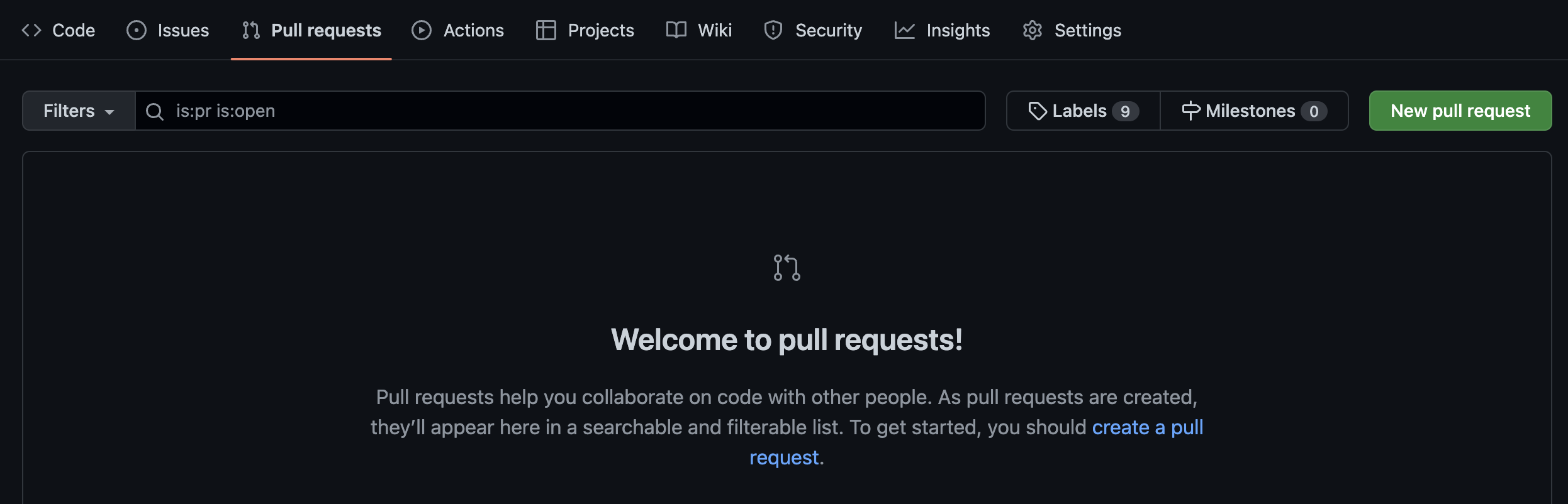 Pull Request screen
